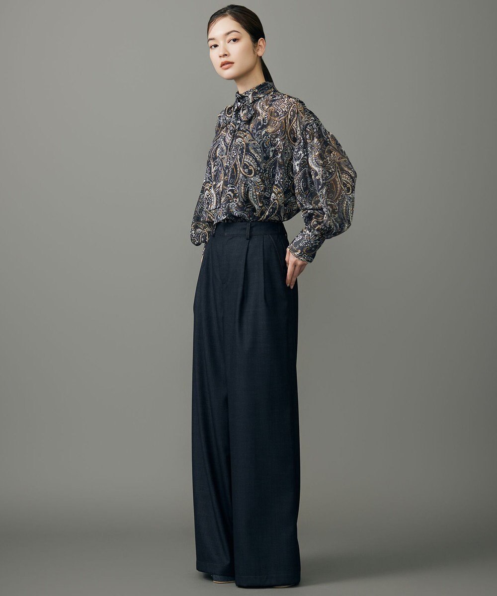 自由区 デニムライクツイルワイド パンツ 