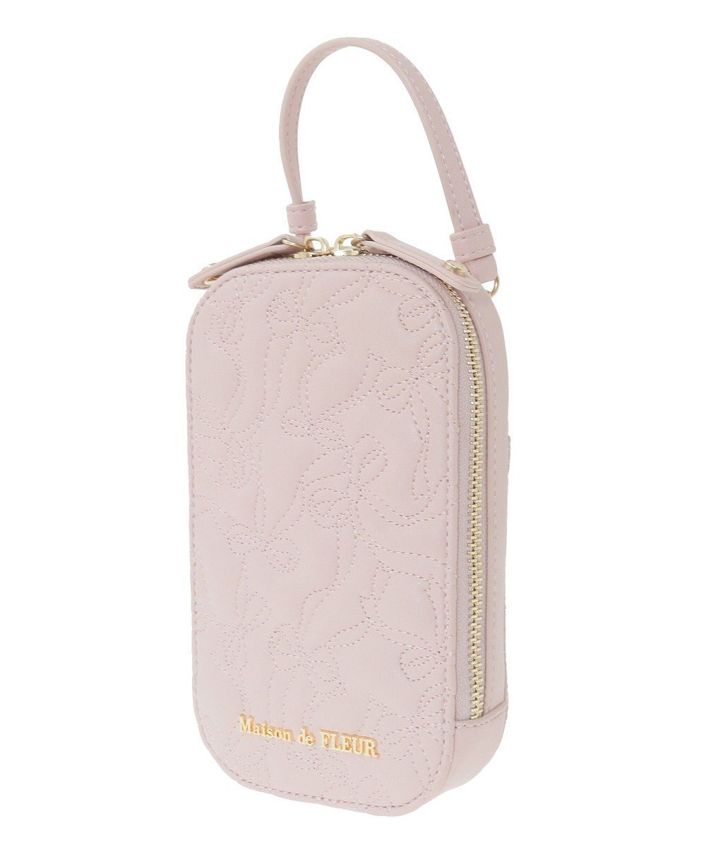 Maison de FLEUR リボンキルティングスマホポシェット 