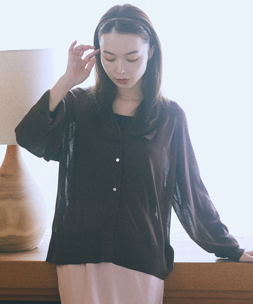 earth music&ecology 【接触冷感】キーネックシアーカーディガン 