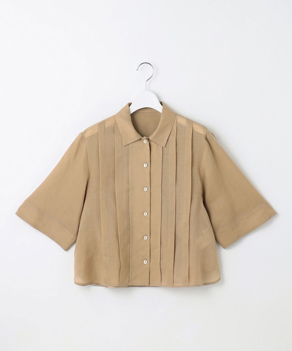 自由区 【カタログ掲載・接触冷感・洗える】シアーラミーローンクロップド丈 ブラウス 