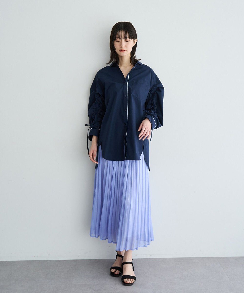 YECCA VECCA シャイニーサテンプリーツスカート 