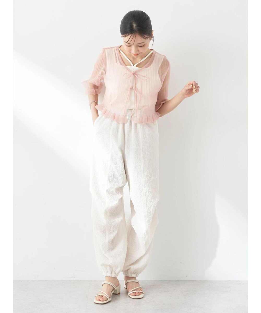 earth music&ecology シアーラメフリルカーディガン 