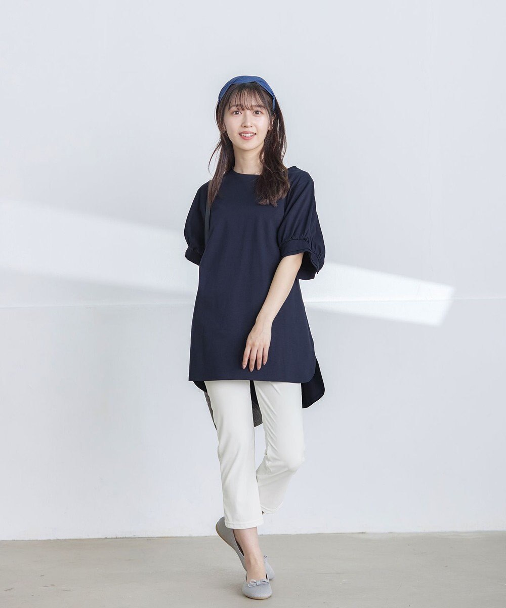 Tiaclasse 【UVケア・接触冷感】“あまラク” ボリュームパフスリーブカットソーチュニック 