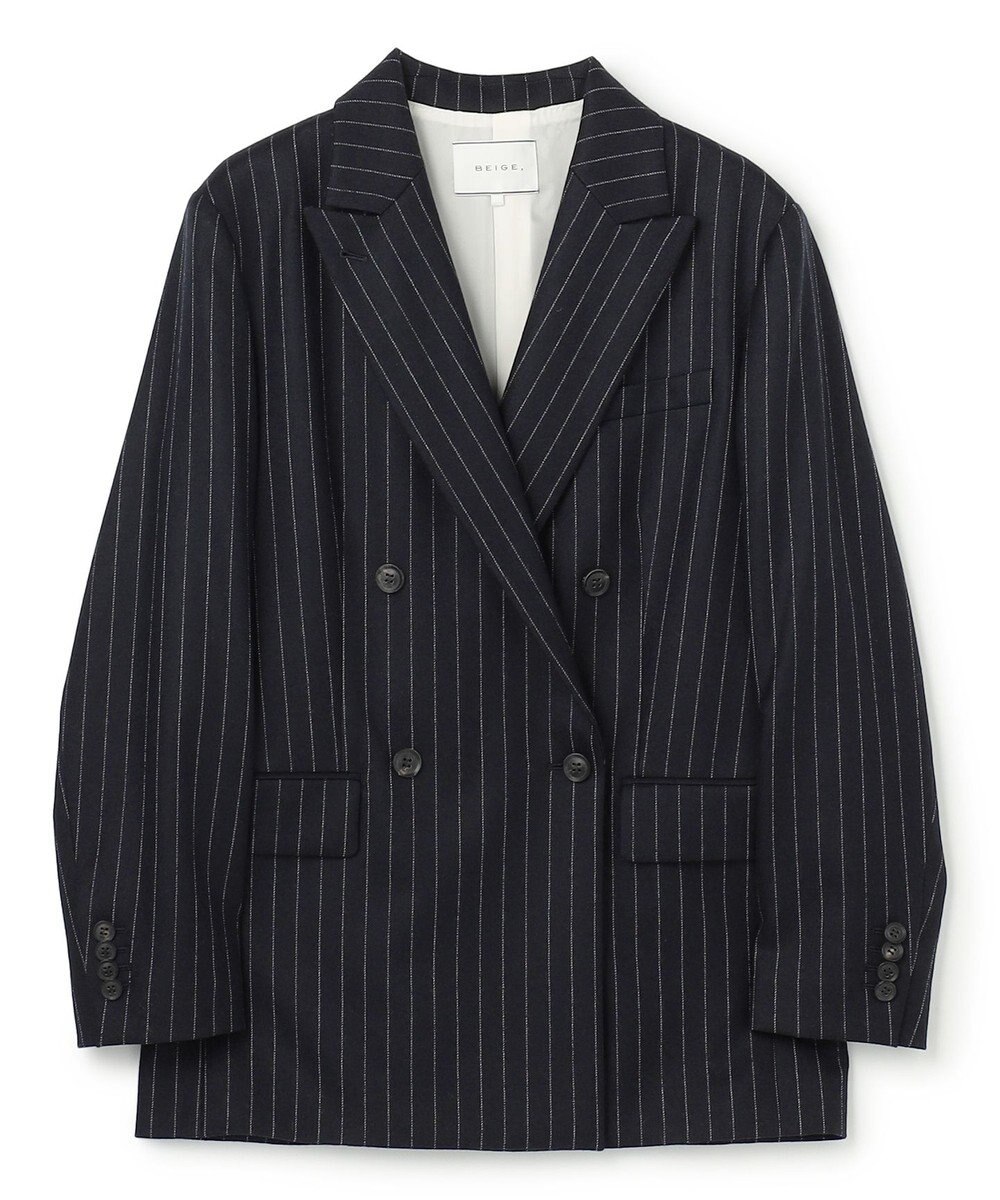 BEIGE， DELAND / ウールピンストライプダブルジャケット 