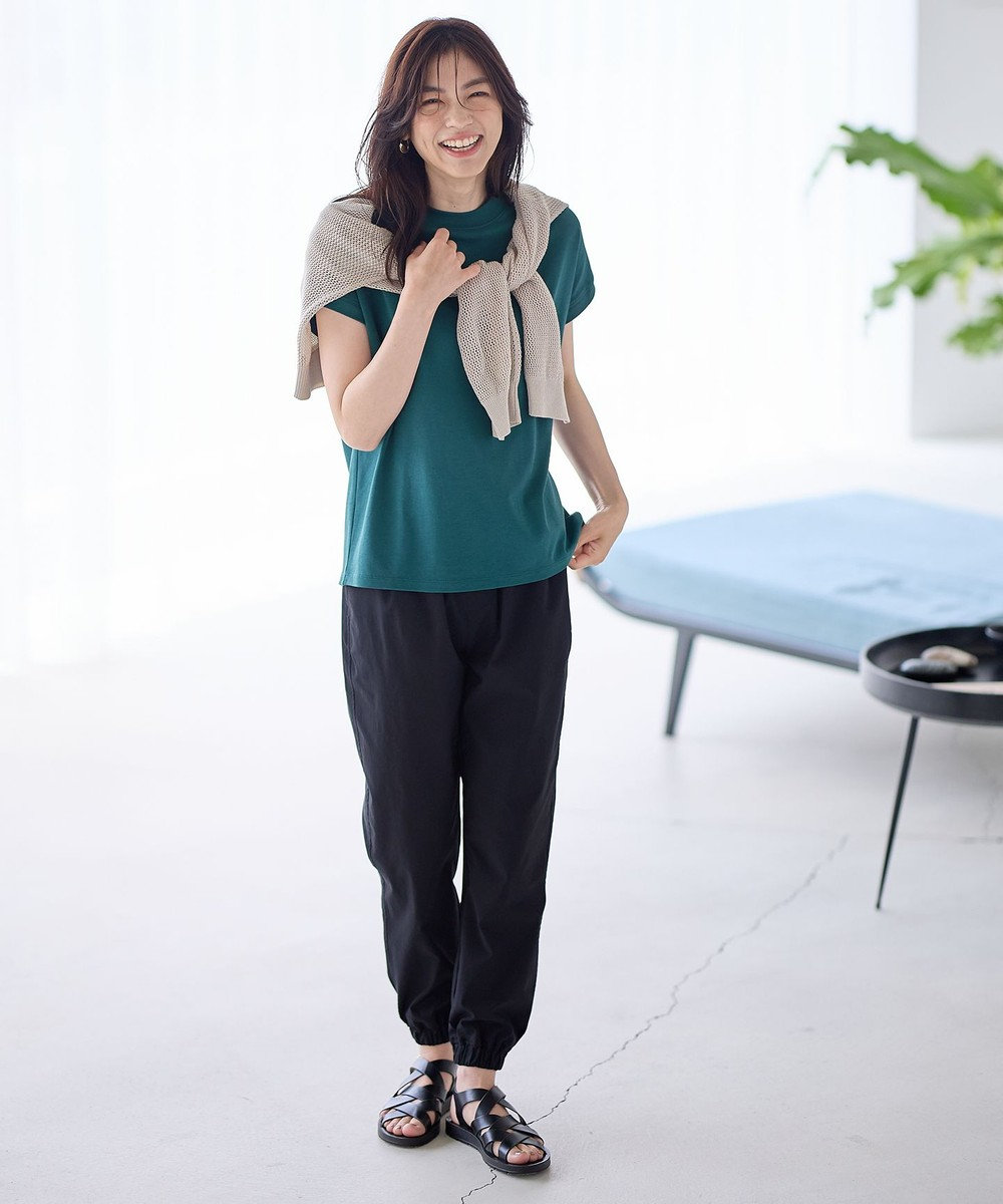 ANY 【UVケア/接触冷感】モックネックフレンチスリーブＴシャツ 