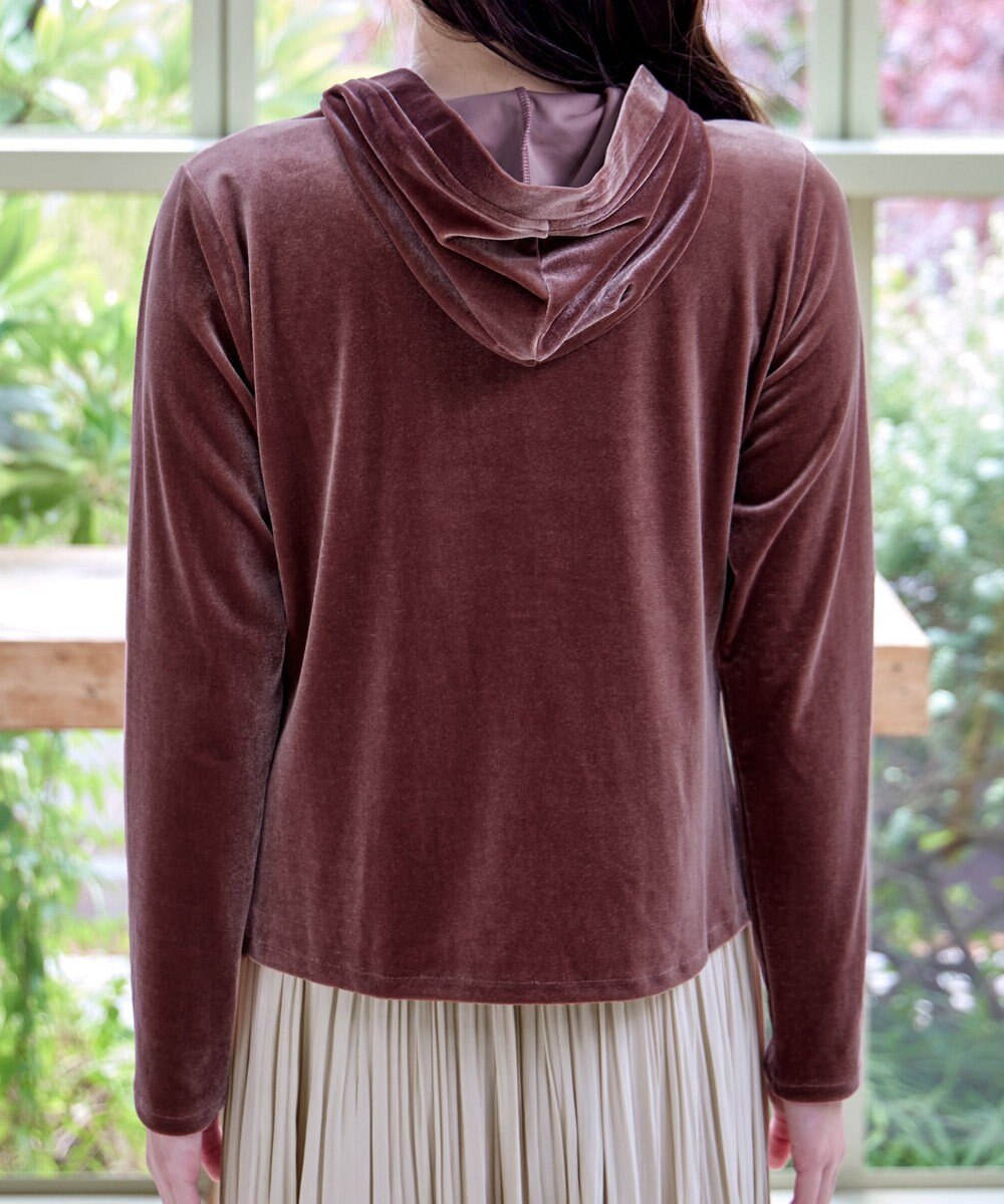 Tiaclasse L 【洗える】ベロアショートパーカー 