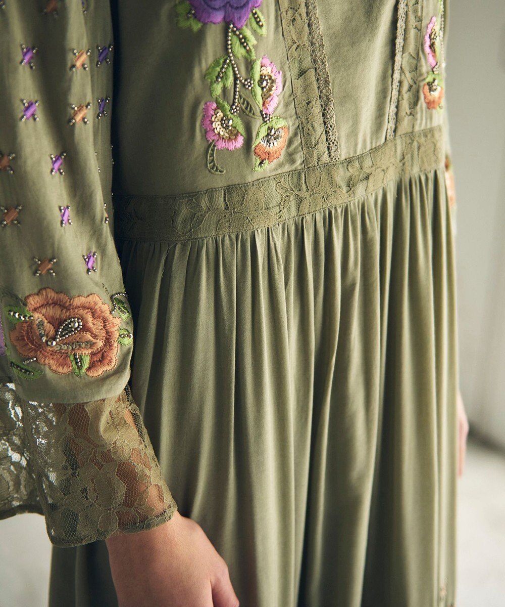 GRACE CONTINENTAL フラワー刺繍エスニックワンピース 