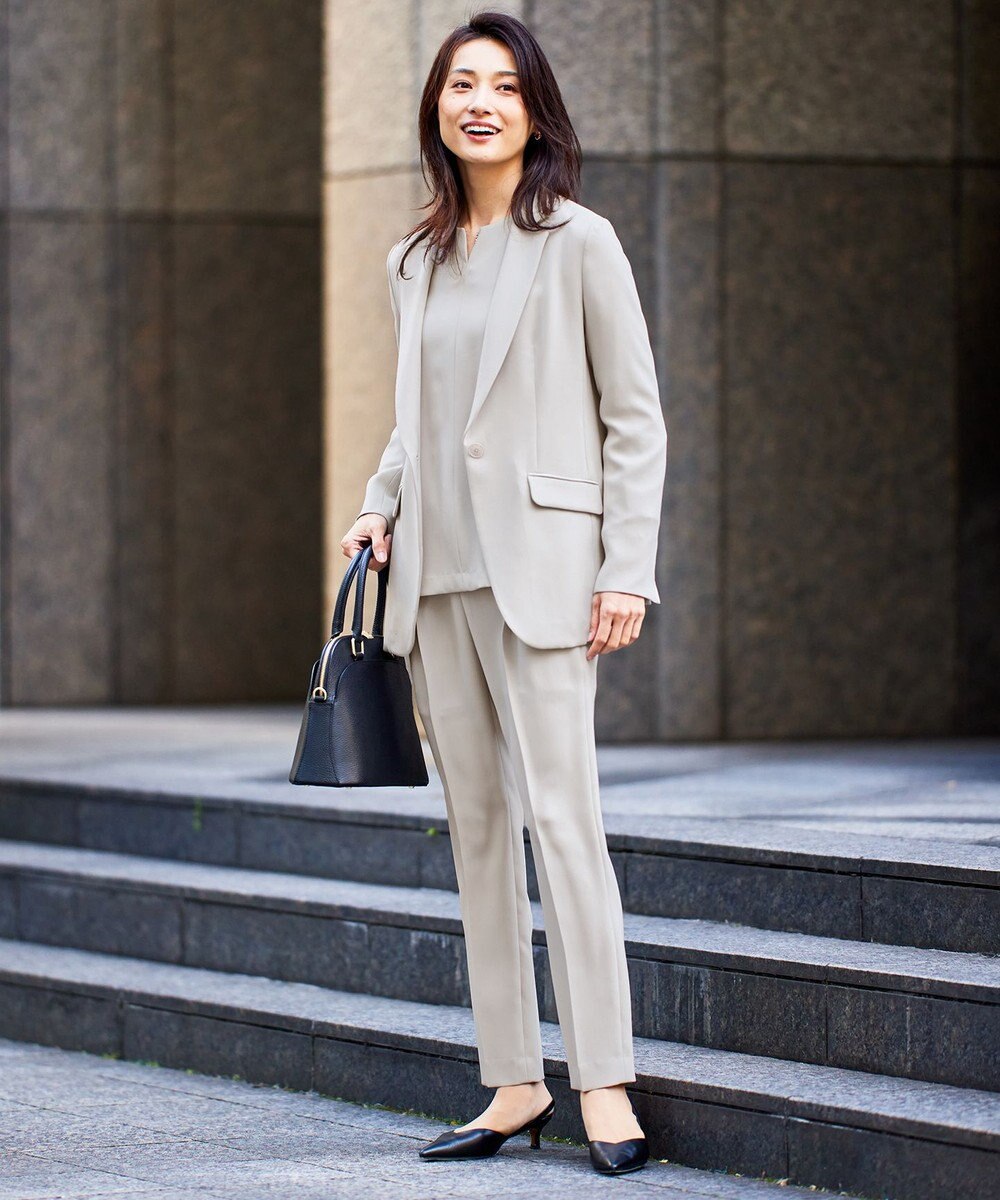 自由区 【セットアップ対応・洗える】トリアセダブルクロステーパード パンツ 