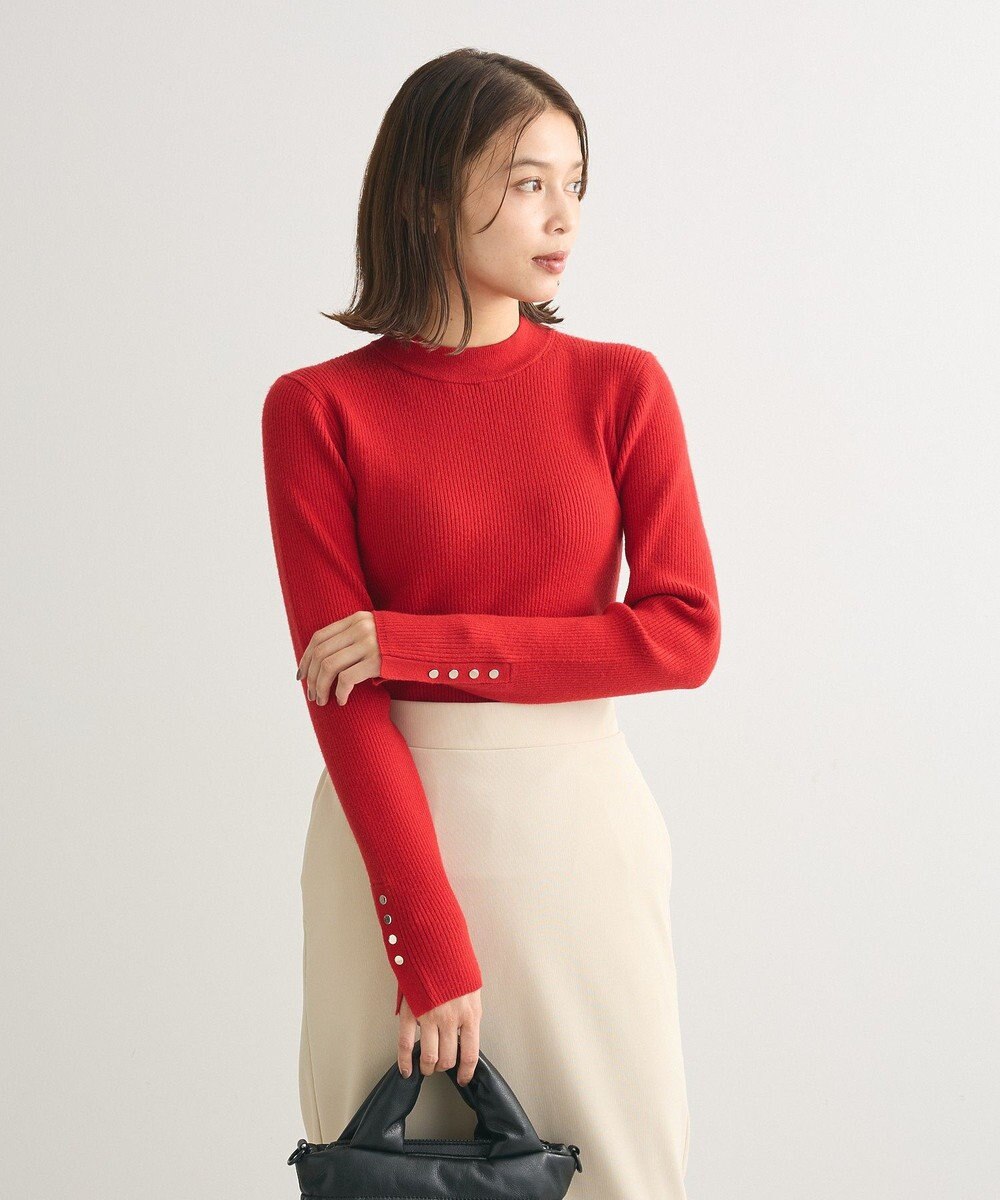 Green Parks もちやわ　袖口釦リブニットプルオーバー 