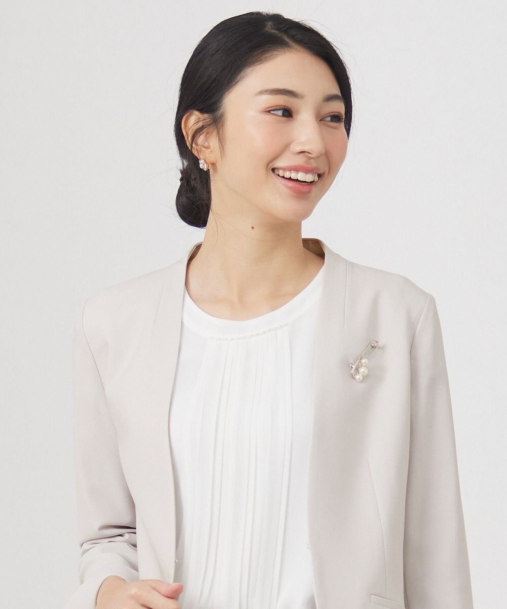 ANY SIS メタルラインパール調 ブローチ 