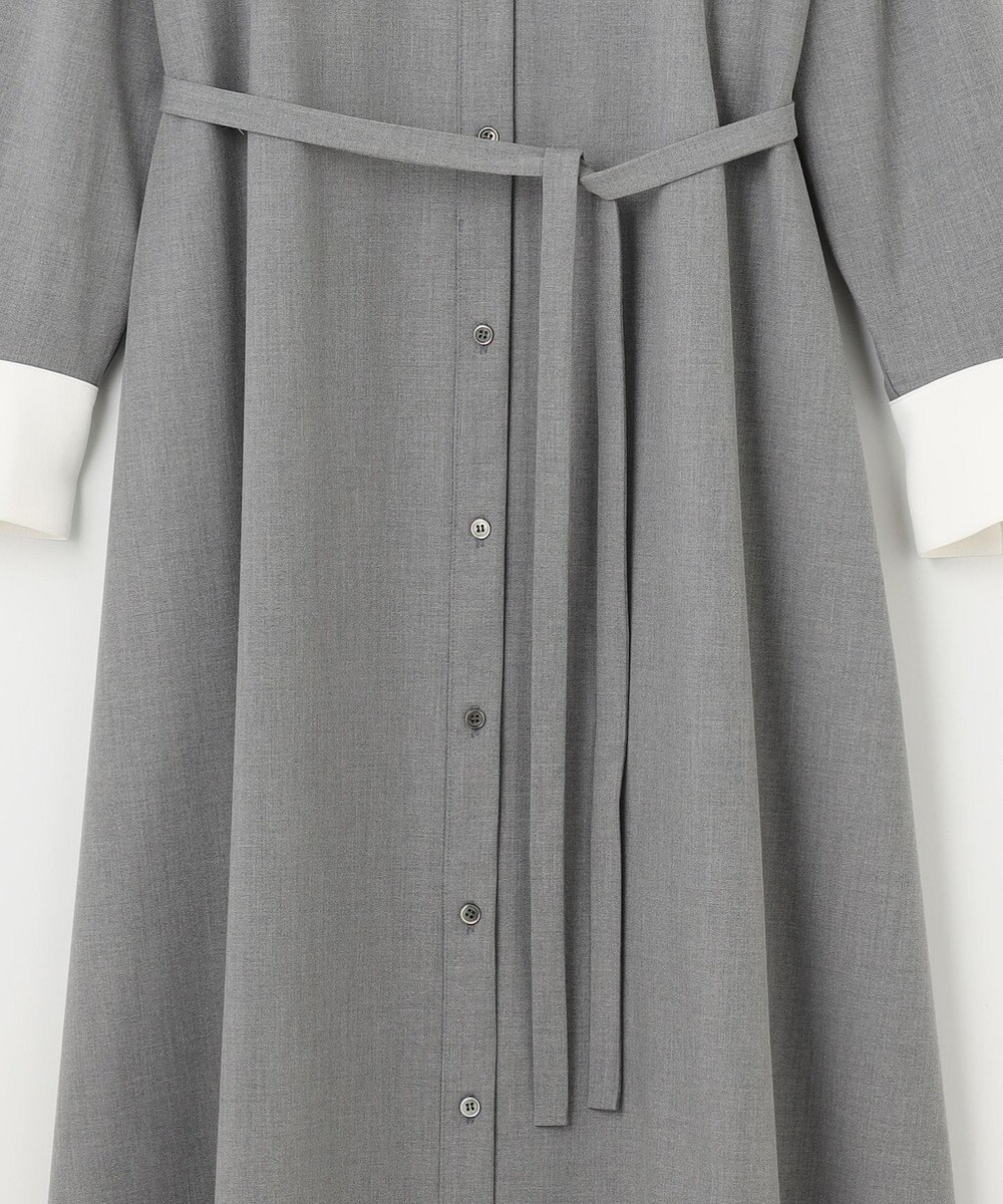 組曲 S 【KUMIKYOKU NAVY】ウーステッドライククロス シャツワンピース 
