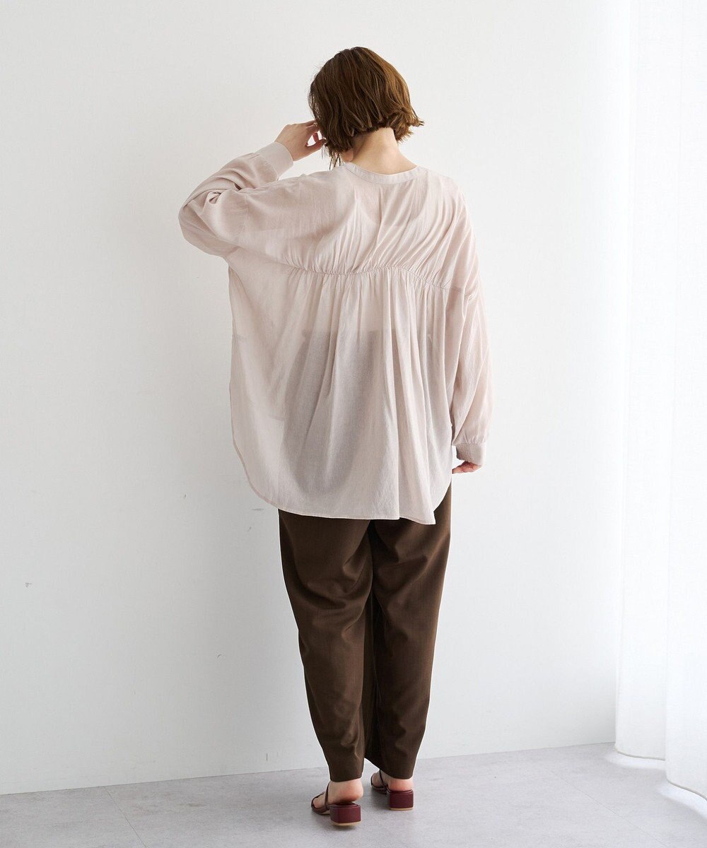 YECCA VECCA ドライタッチシアーバンドカラーシャツ 