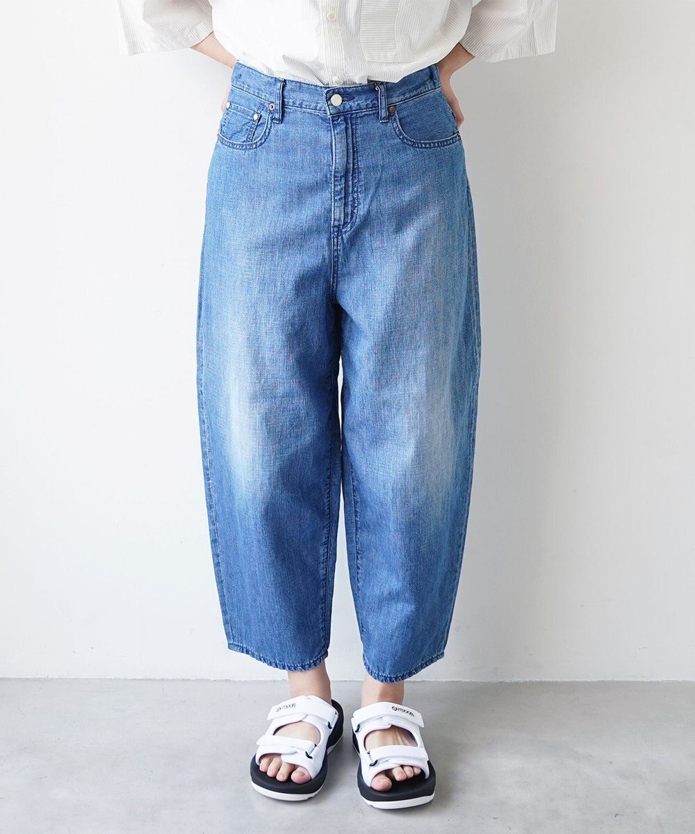 caqu FS linen barrel pants ふんわりリネンテーパードデニム 