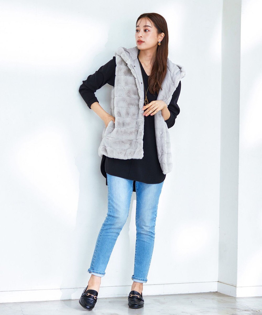 Tiaclasse 【2WAY】着回し自由のリバーシブルキルトフェイクファーベスト 