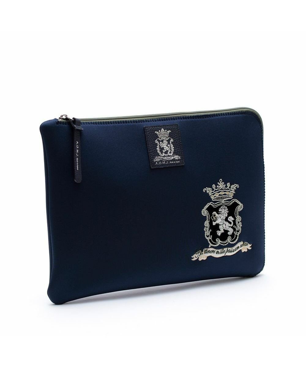 A.D.M.J. 【魔法の様に軽い】マジックライト/スパニッシュファブリックエンブレム刺しゅうフラットポーチ2セット(L/LL) 