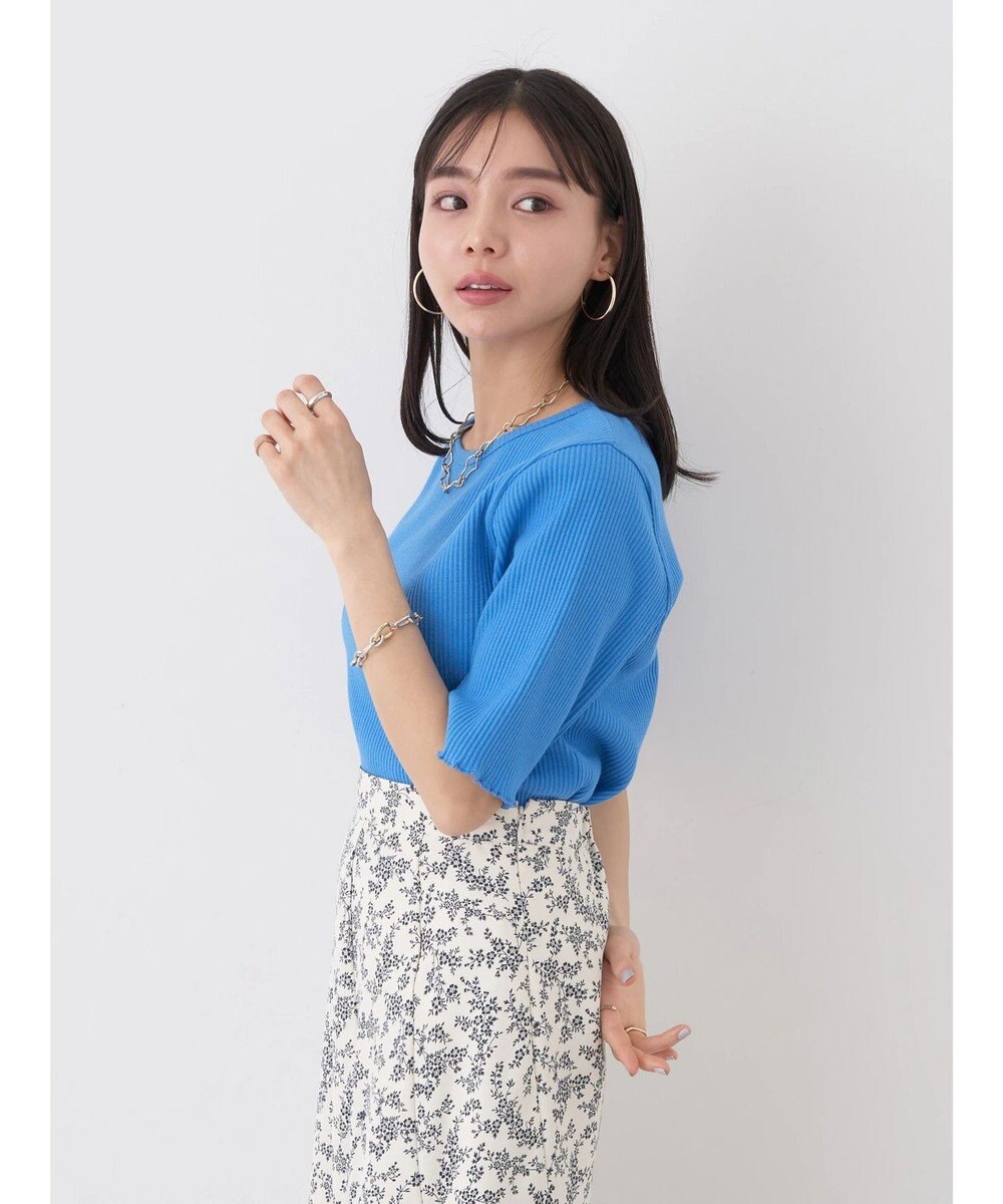 earth music&ecology ドットボタン５分袖リブプルオーバー 