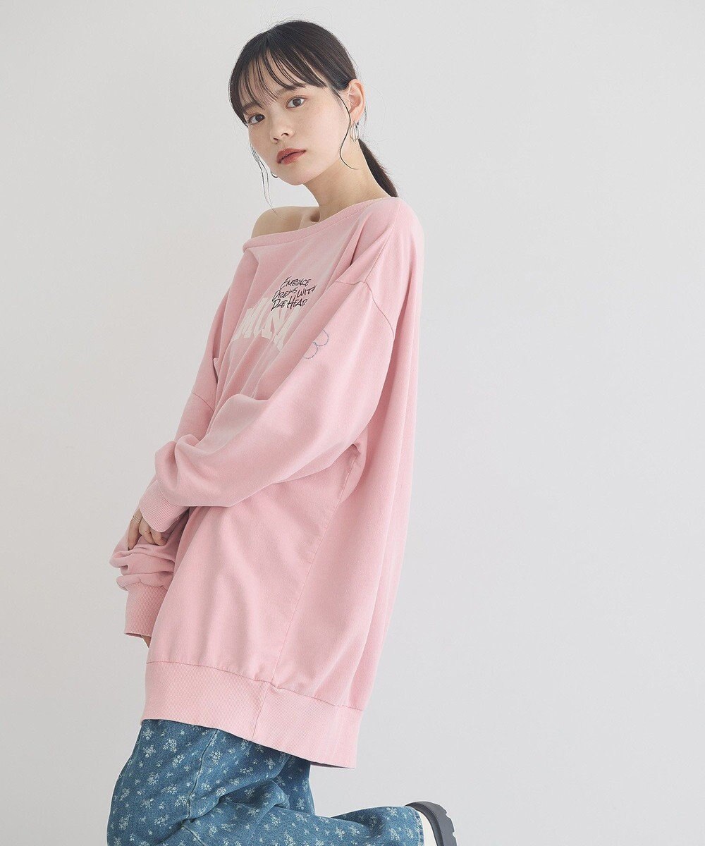 earth music&ecology ランダム刺繍オフショルプルオーバー 