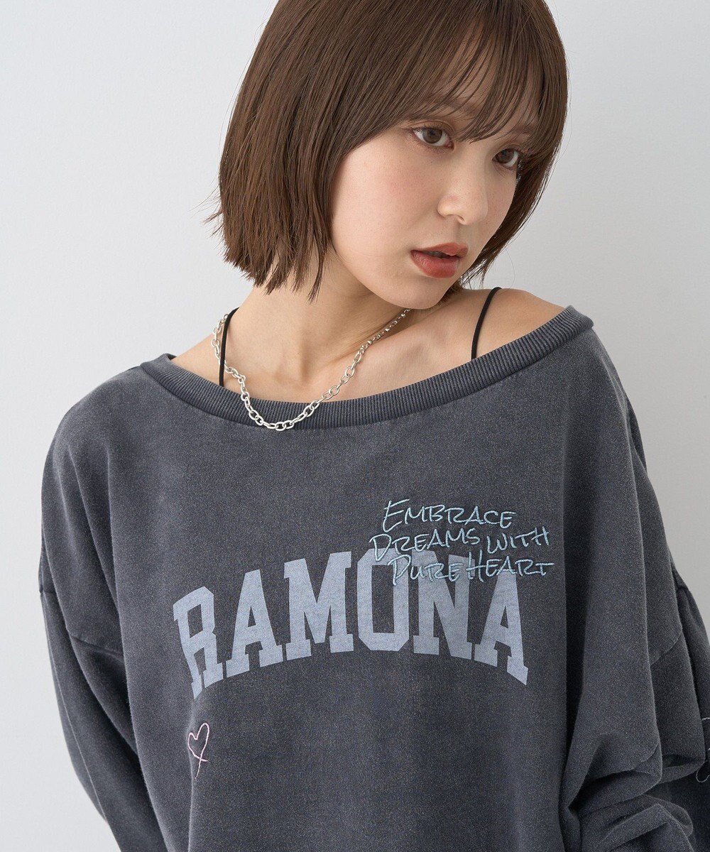 earth music&ecology ランダム刺繍オフショルプルオーバー 