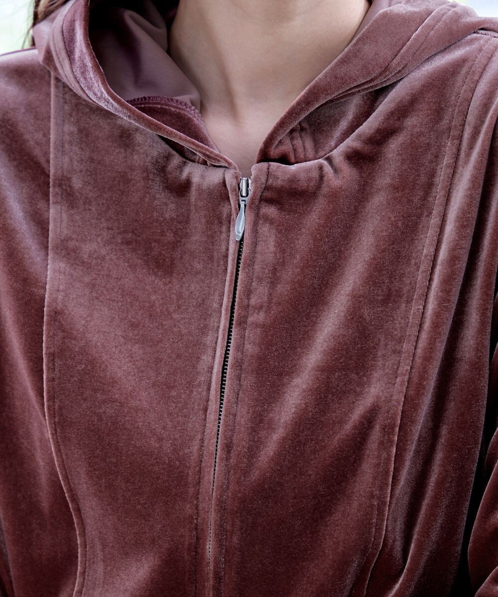 Tiaclasse L 【洗える】ベロアショートパーカー 