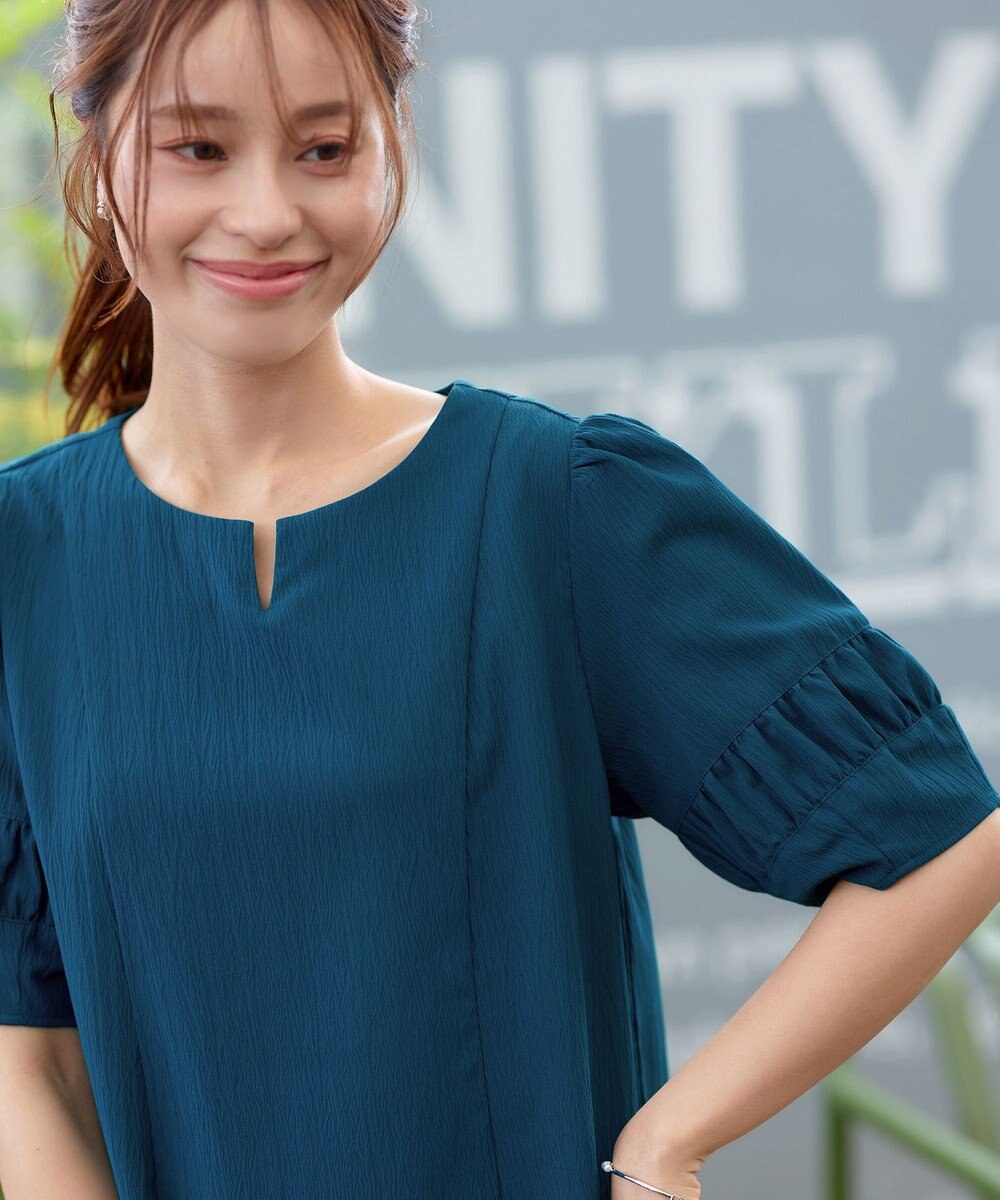 Tiaclasse L 【洗える】ギャザーランタンスリーブワンピース 