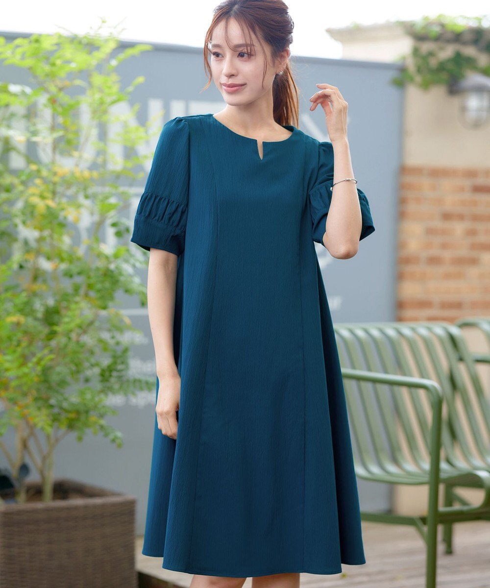 Tiaclasse L 【洗える】ギャザーランタンスリーブワンピース 