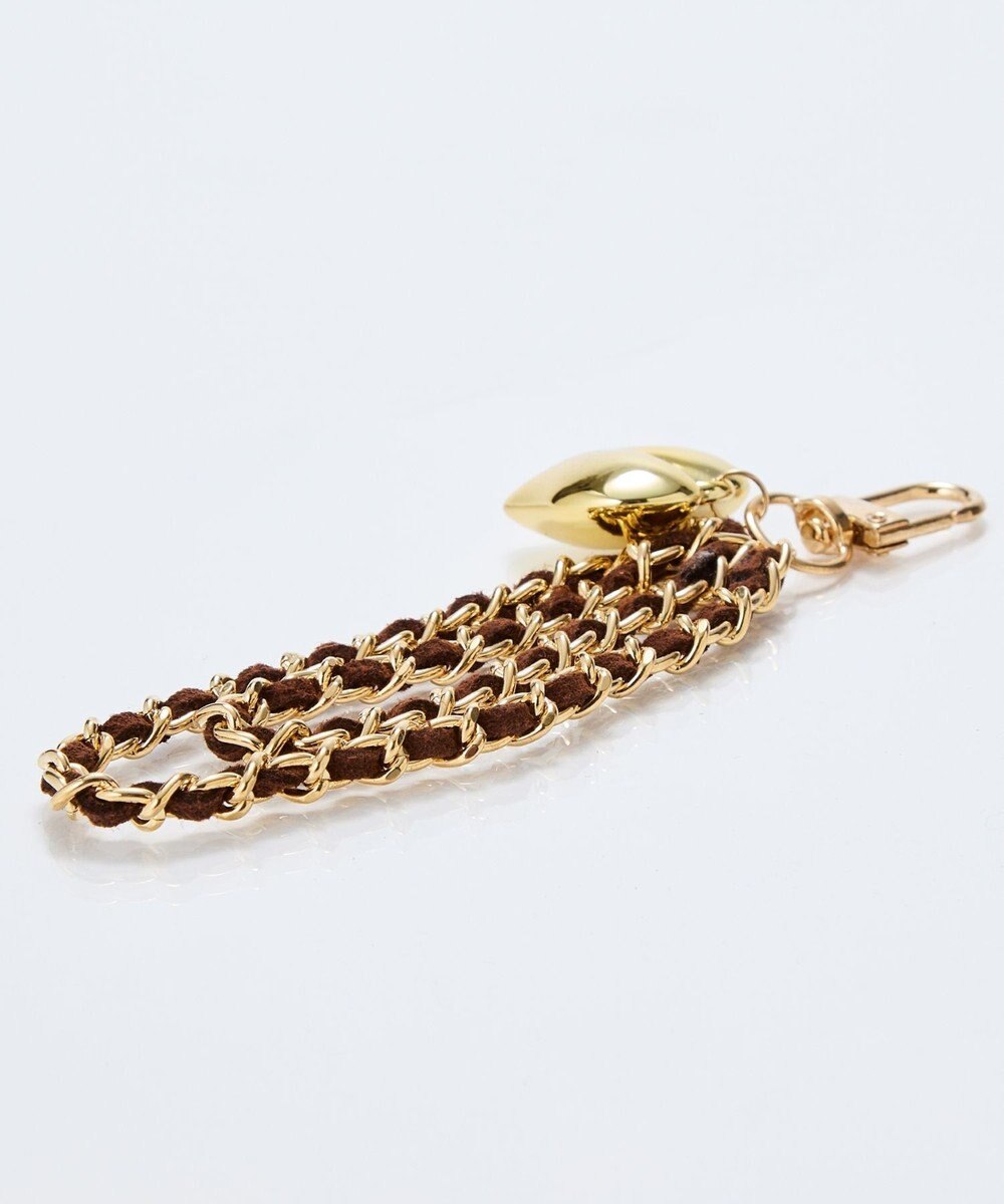 Phoebe スウェードチェーンハートバッグチャーム　ブラウン　ゴールド 