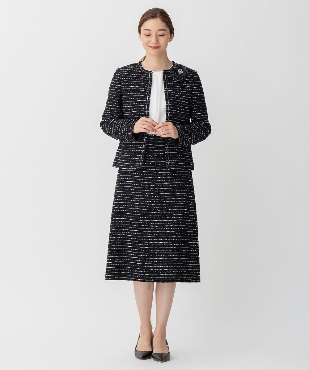 自由区 【XSサイズ～/セット可】カラミツイード ノーカラージャケット 