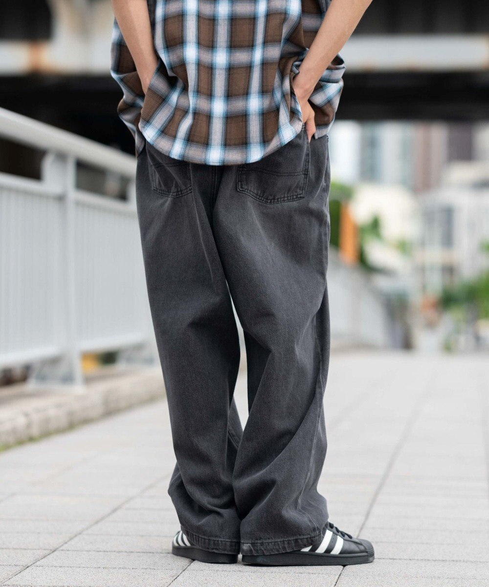 WEGO 【ユニセックス着用ITEM/SMLサイズ展開】ルーズテーパードデニムパンツ 
