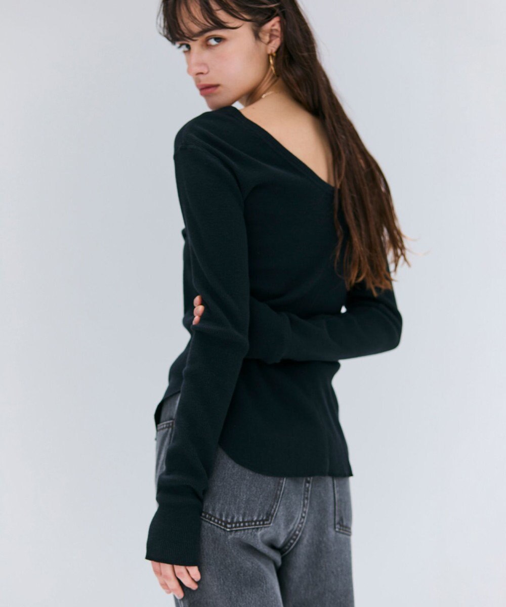 BEIGE， 【洗える】GLOBE / コットンリブ前後2WAYカットソー 