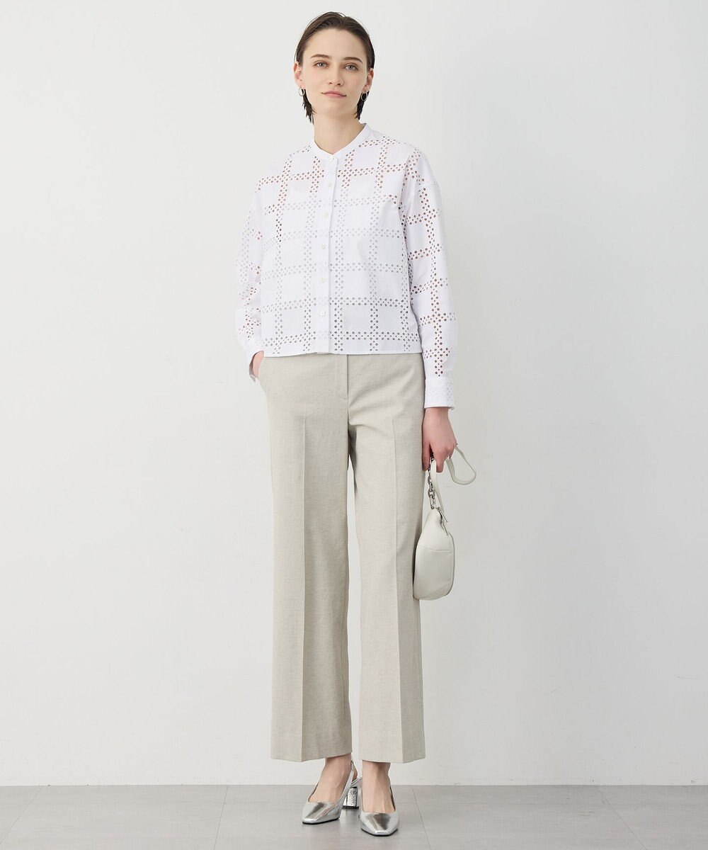 ICB L スクエアエンブロイダリー クロップドシャツ 