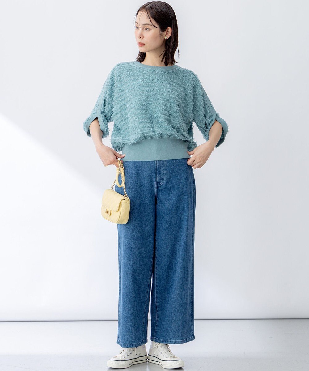 組曲 L ライトデニム セミワイドパンツ 