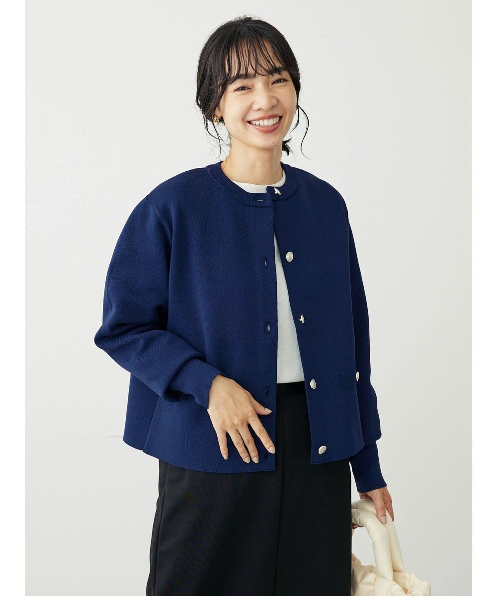 Green Parks ゴールド釦ボックス型カーディガン 