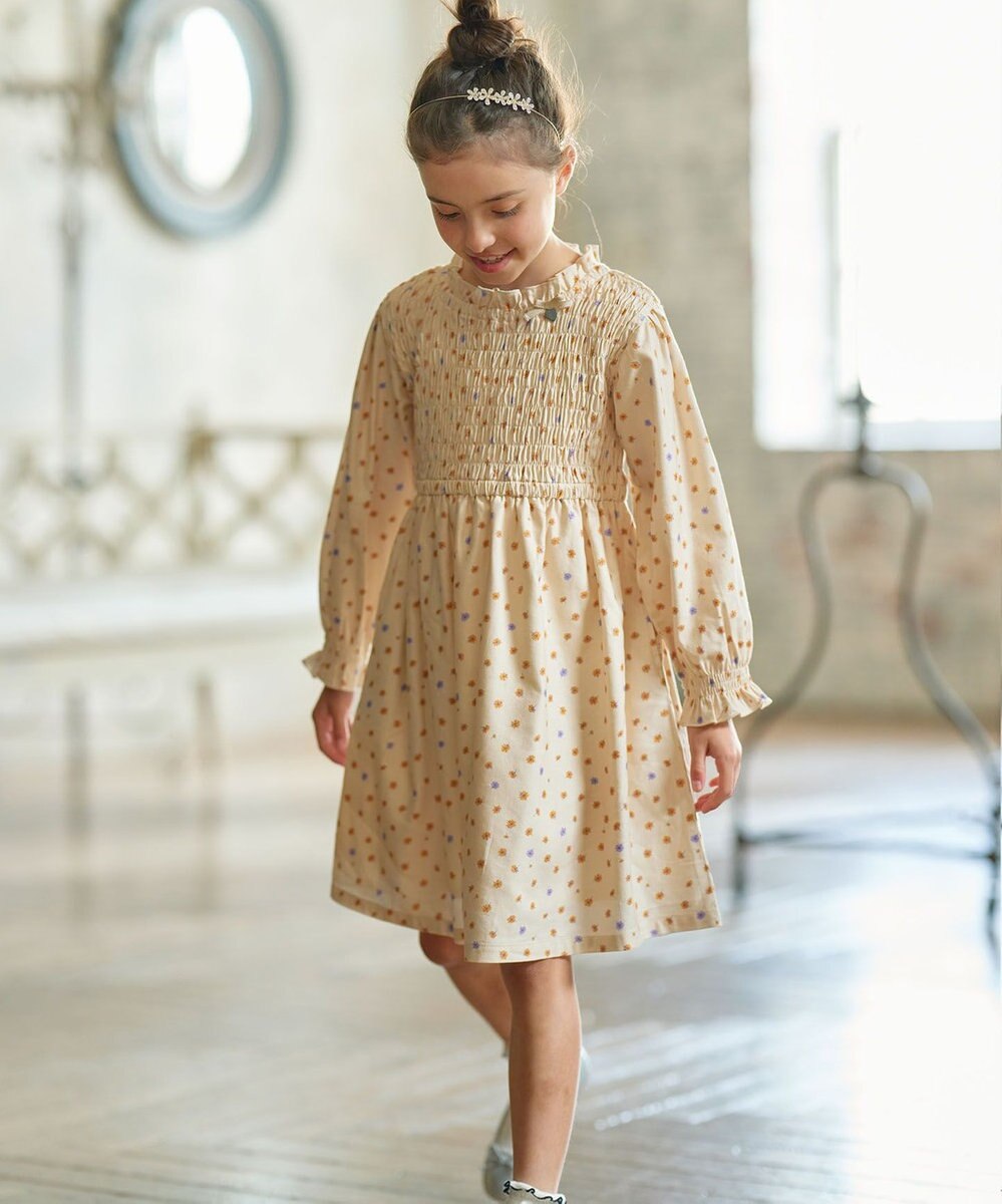 組曲 KIDS 【150-160cm】モノトーン花柄 ワンピース 