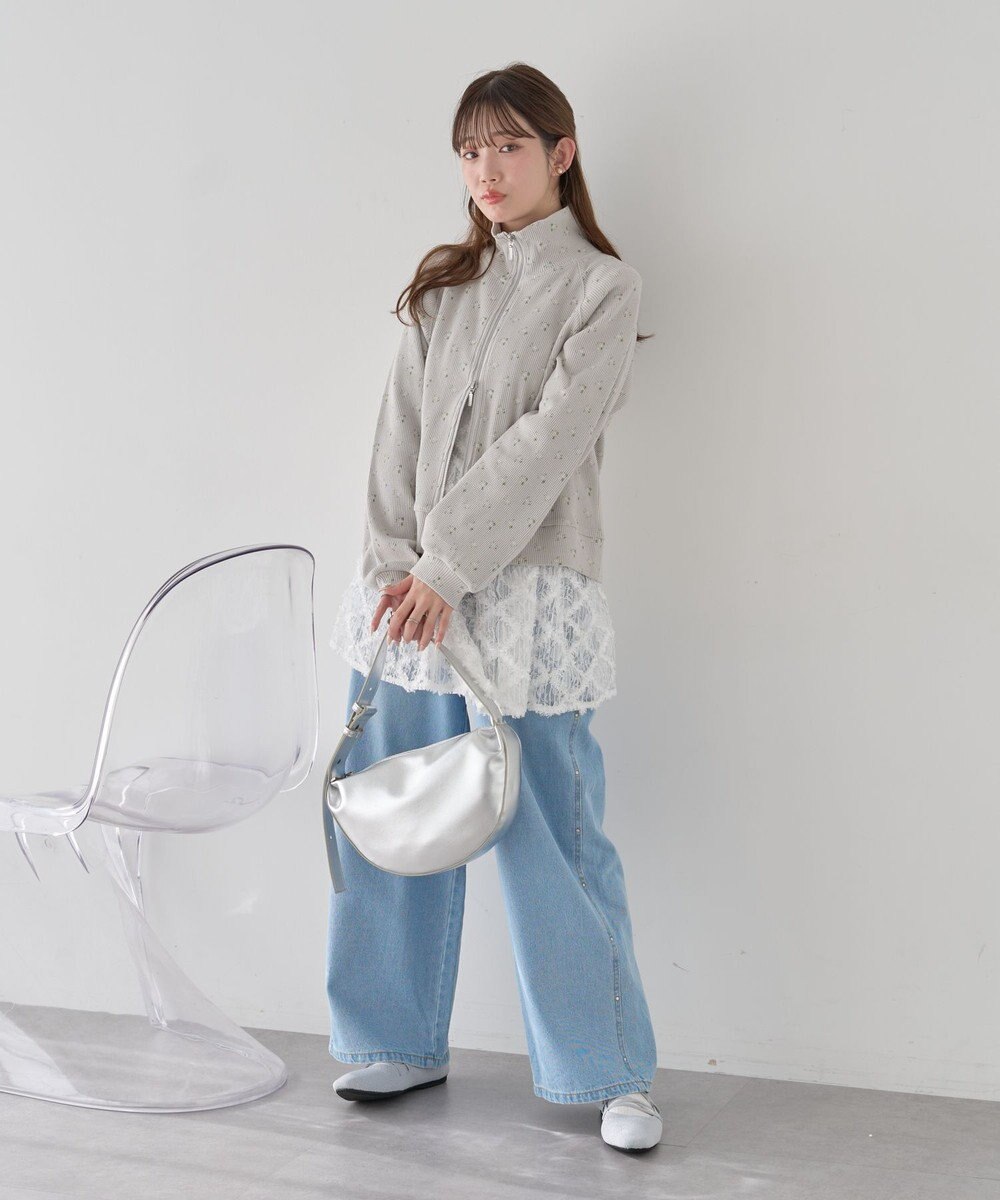 earth music&ecology 【予約】【綿100％】ダブルジップワッフルカーディガン 