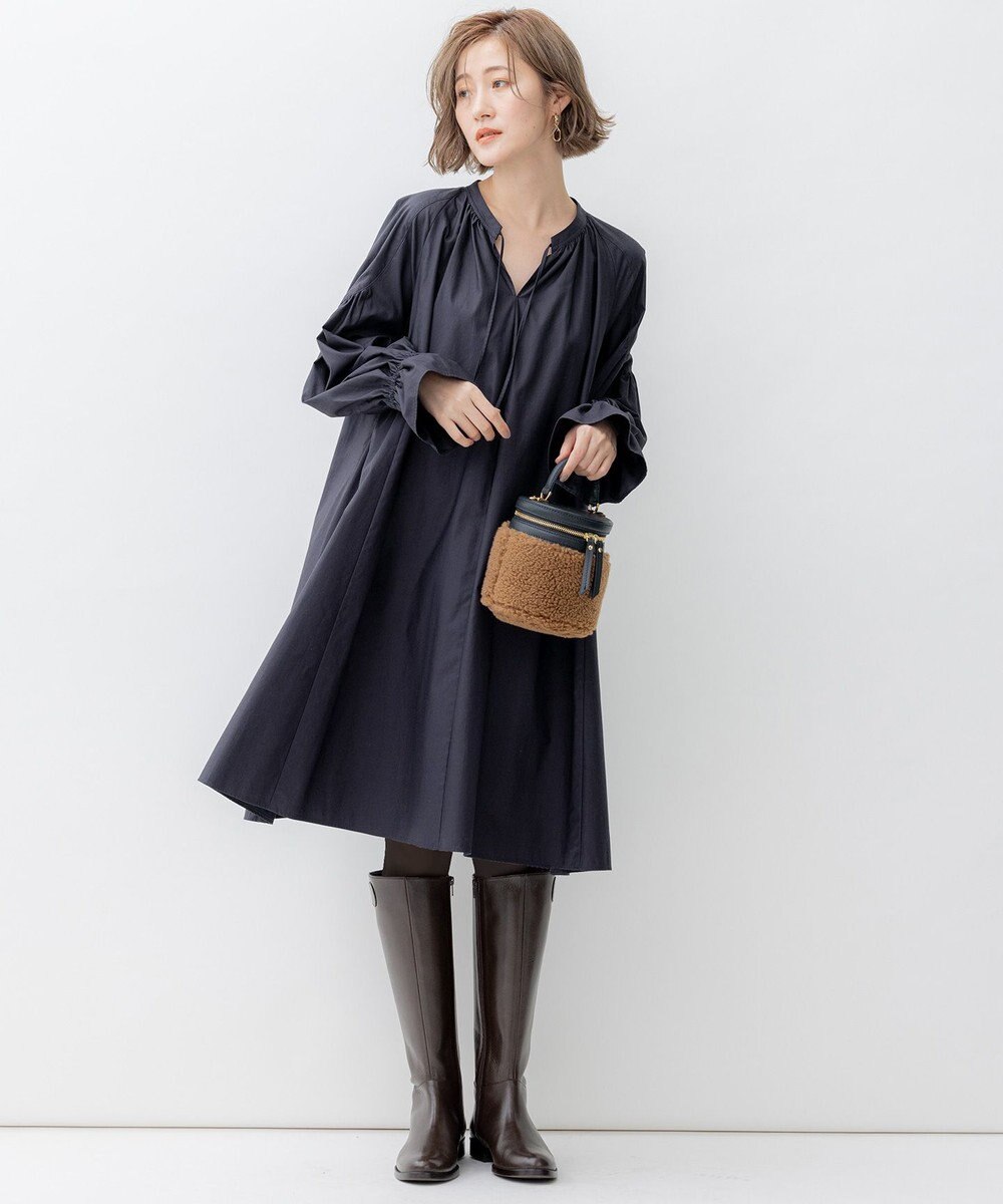 23区 【SLOW/一部店舗限定】ウォッシュドコットンストレッチ ワンピース 