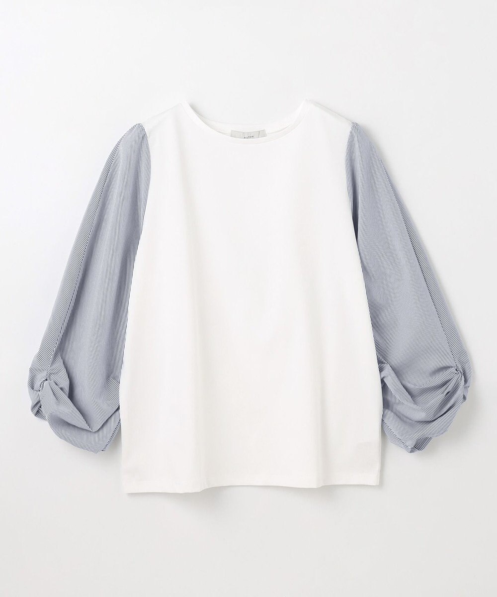 ANY 【洗濯機可/UVケア/アンチピリング】布帛ねじり袖コンビプルオーバー 