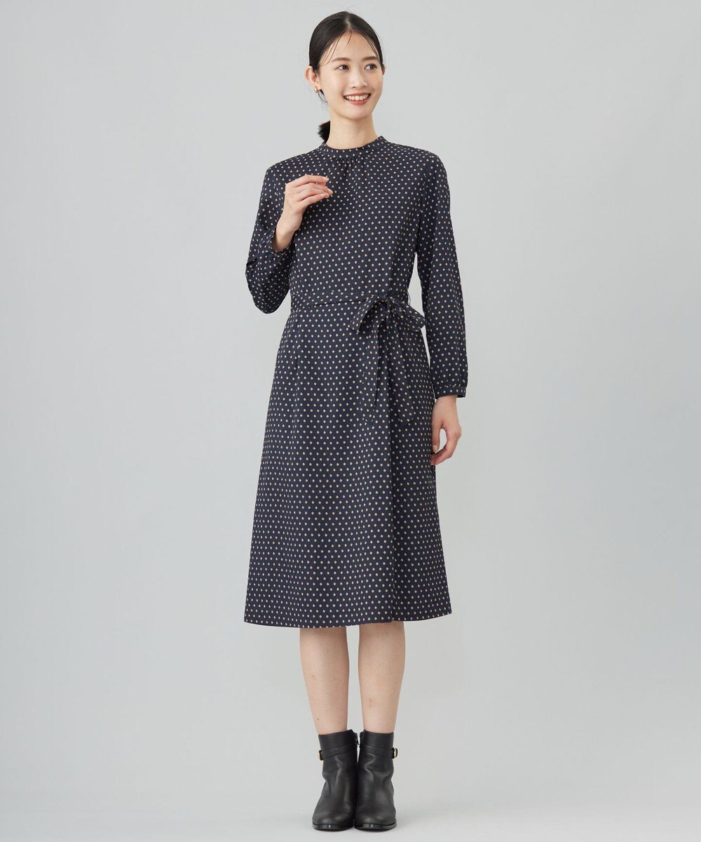 J.PRESS LADIES L 【洗える】ジオメトリックプリント ワンピース 