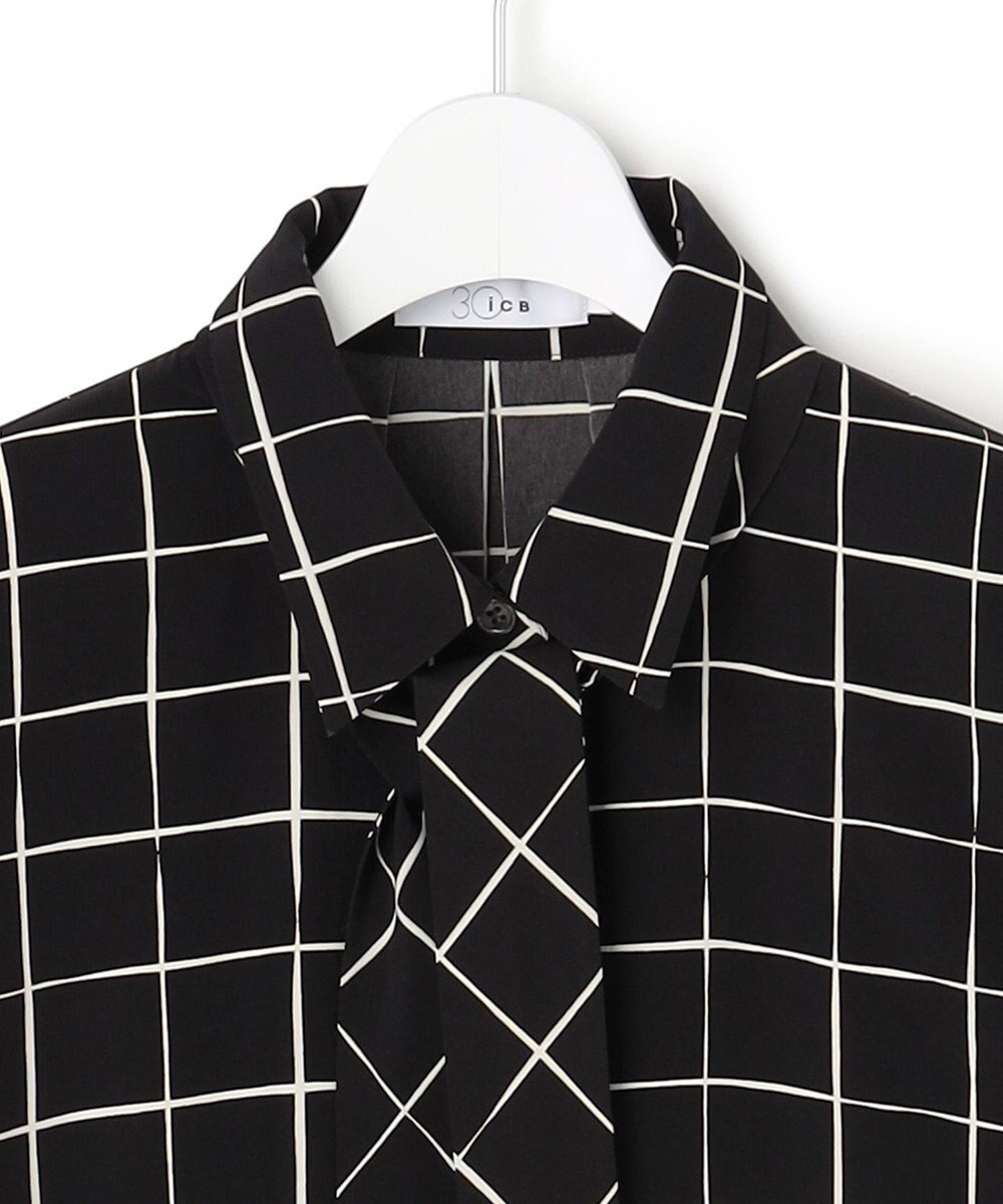 ICB L 【30th ANNIVERSARY】 ウィンドウペンプリント シャツワンピース 