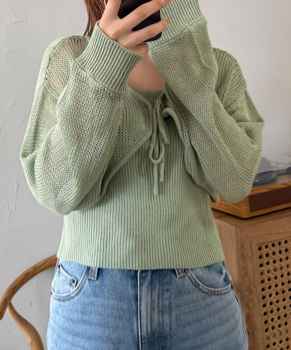 WEGO アンサンブルメッシュリボンカーディガン 