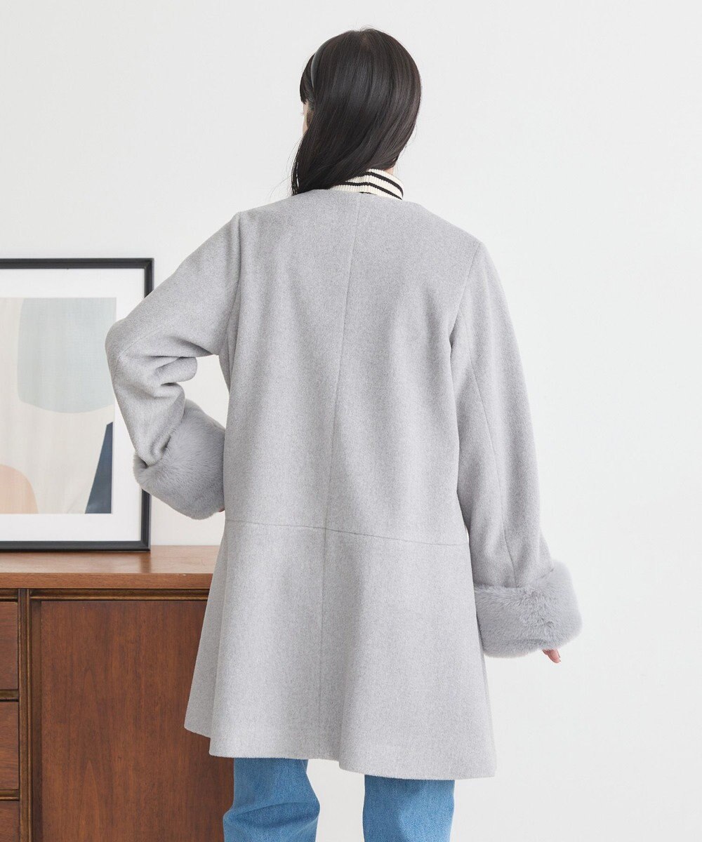 earth music&ecology ファーカフスノーカラーコート 