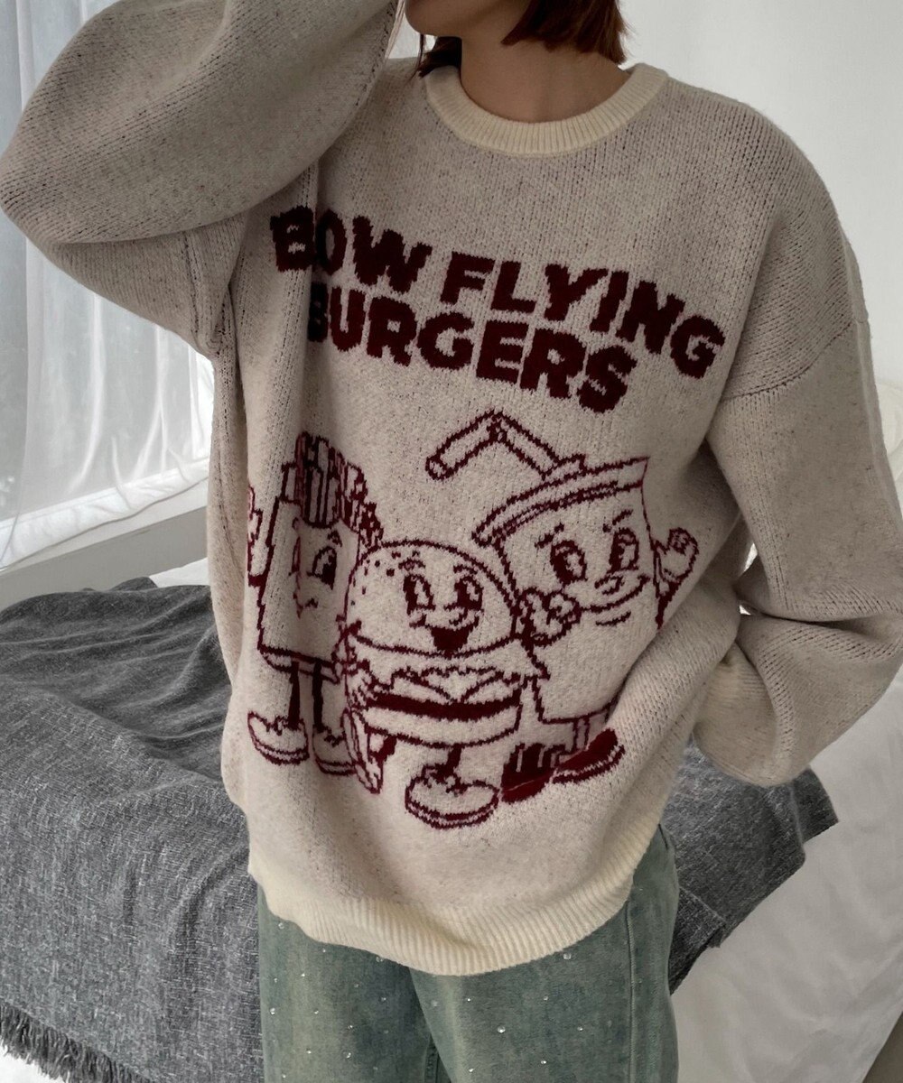 WEGO ファニーグラフィックフラッフィーニットプルオーバー 