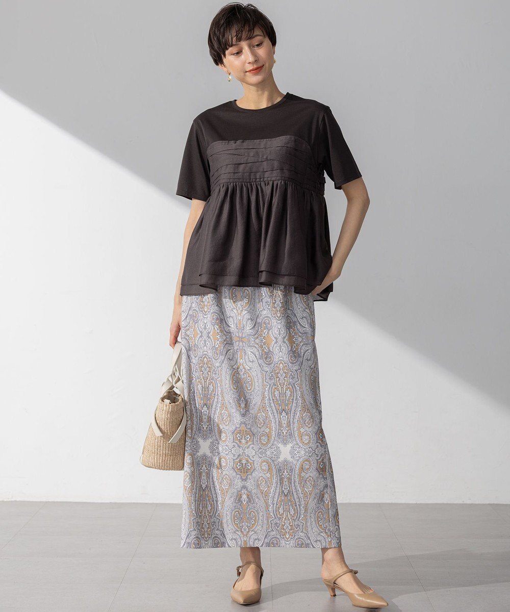 23区 【洗える】Rattiドローイングペイズリープリント スカート 