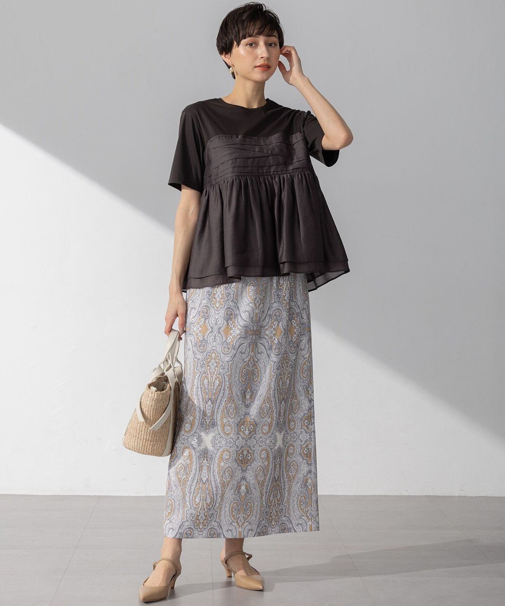 23区 【洗える】Rattiドローイングペイズリープリント スカート 