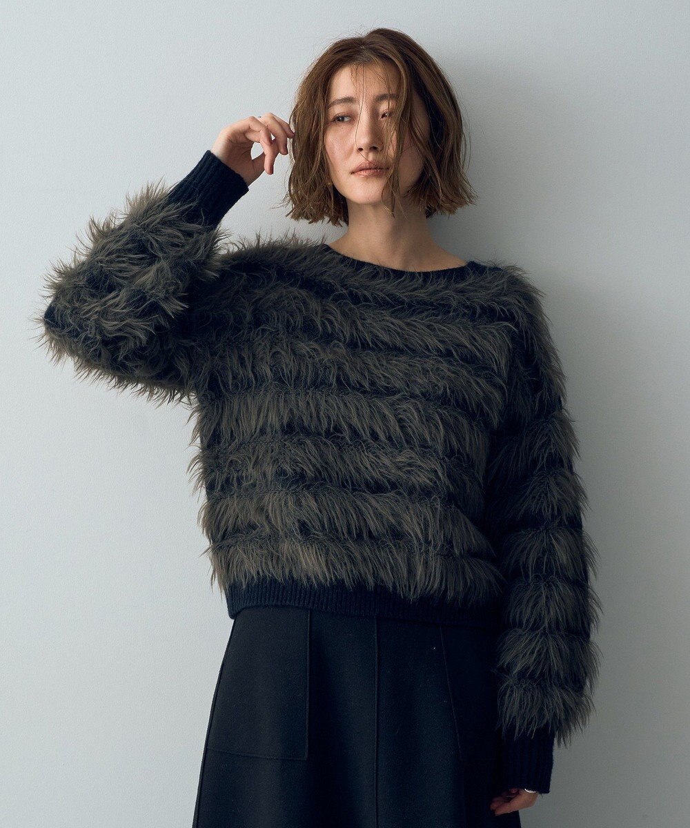 YECCA VECCA フェザーボーダーニット 