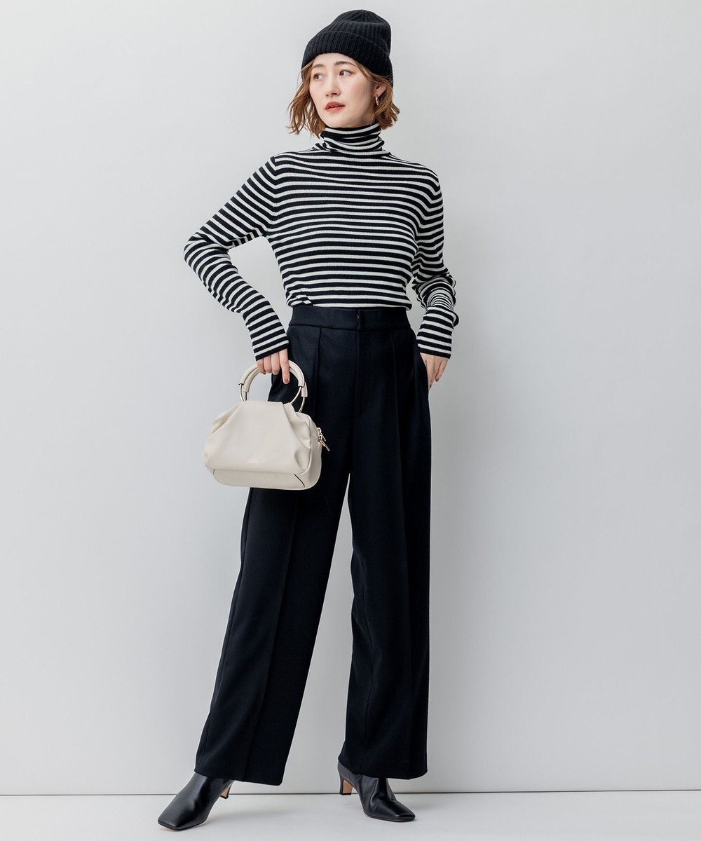 23区 ウールミルドジャージー セミワイド パンツ 