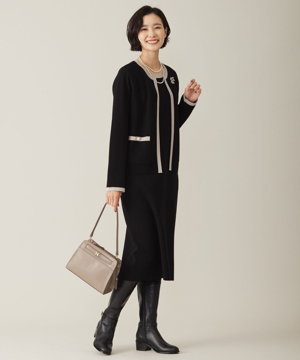J.PRESS LADIES L 【WEB限定カラーあり・洗える】TRIM RAYON STRETCH ニット ワンピース 