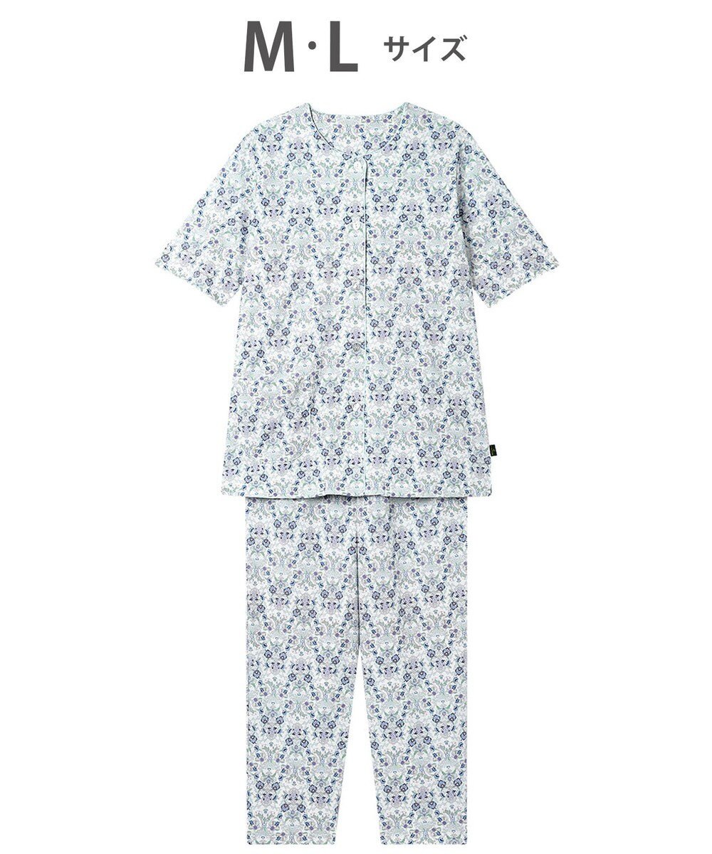 WACOAL パジャマ 綿100%(本体) 天竺素材 ミントン 5分袖 半袖 長ズボン レディース NDT167 /ワコール 