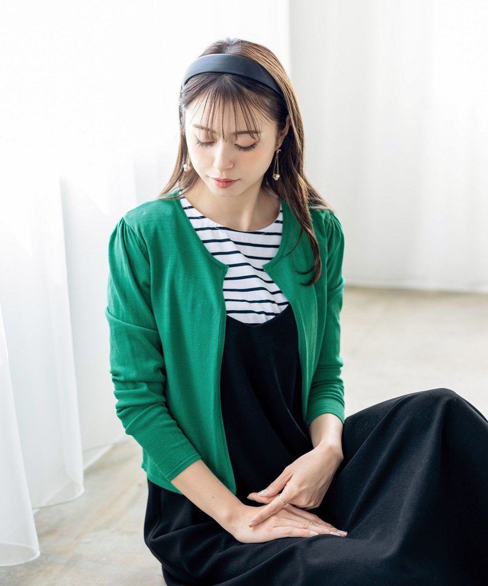 Tiaclasse 【洗える】長袖サマーニットカーディガン 