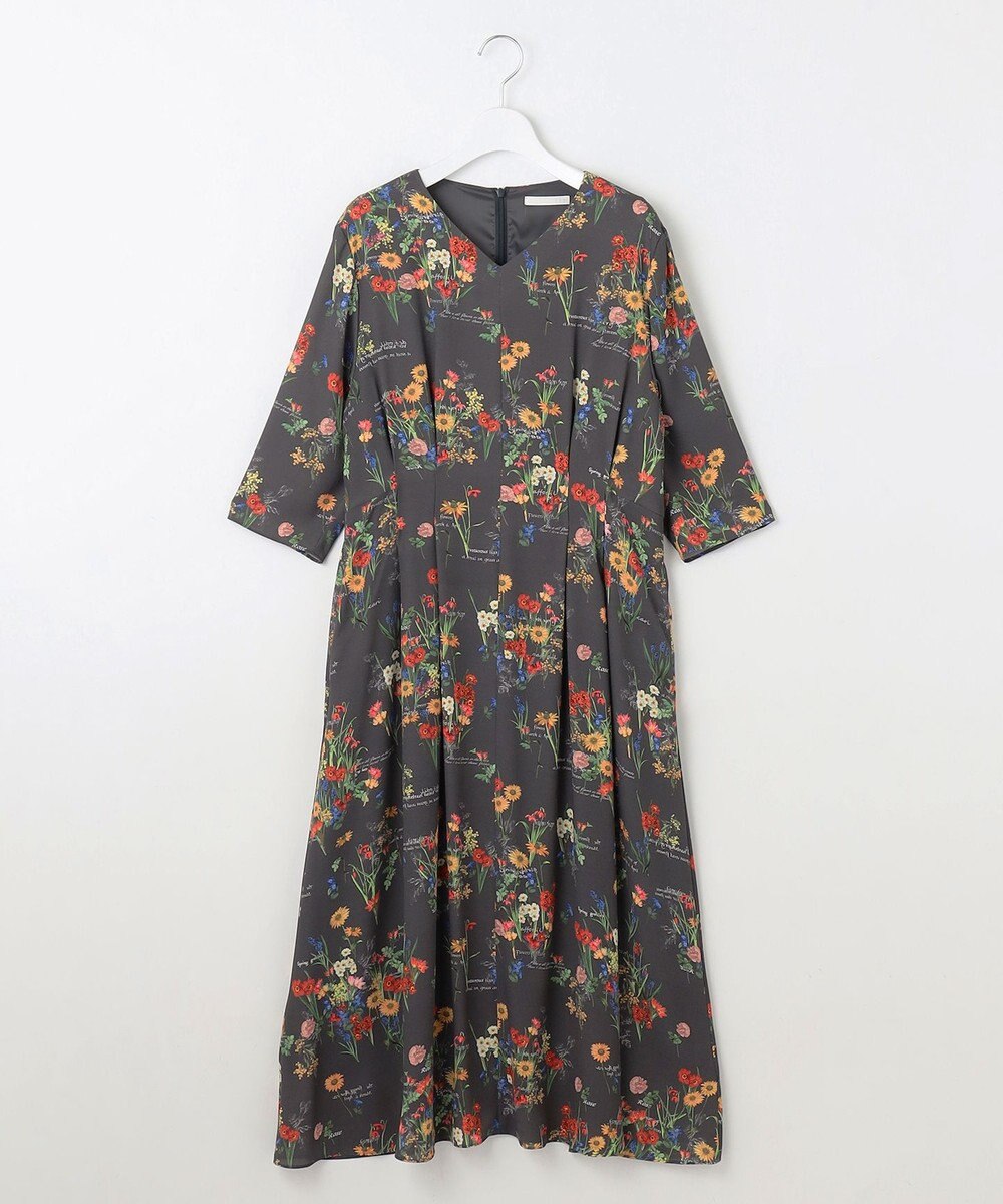 自由区 【洗える】フラワーガーデンプリント ワンピース 