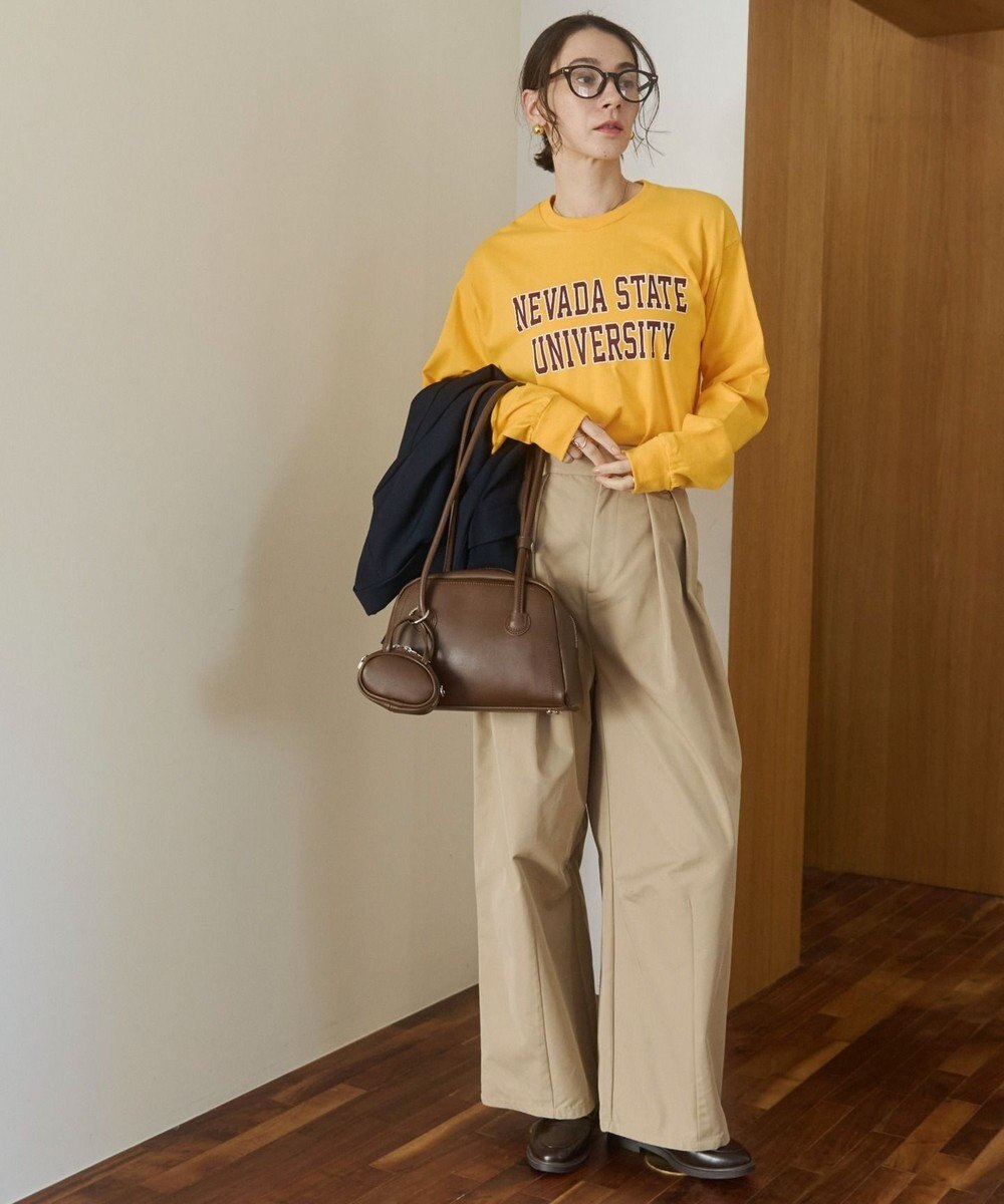 WEGO 【ANGIE VINTAGE】GILDAN カレッジロゴ オーバーサイズ プリント ロンT 